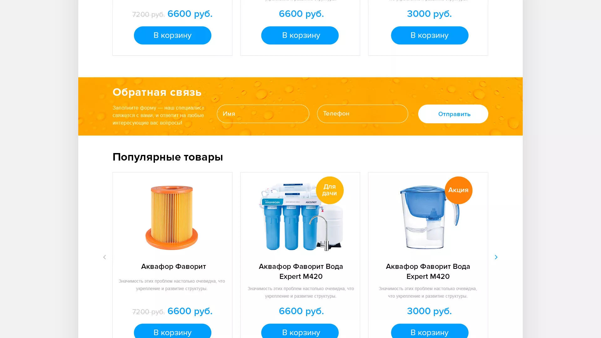 Создание интернет-магазина «Водолей» по продаже фильтров очистных сооружений в Свободном